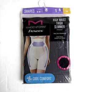 Maidenform Flexees High Waist Thigh Slimmer Stay Put Waistband Cling Free Sz M